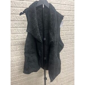 Walgreens Womens Fleece Vest Black One Size‎ High Pile Open Front Pockets 948990